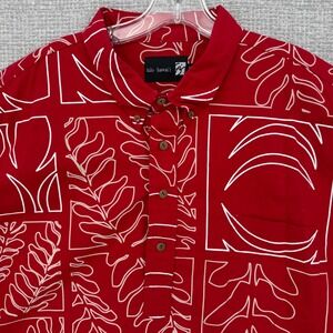 Sig Zane Hawaii Button Down Shirt Mens 3XL Red Abstract Tropical Cotton Retro